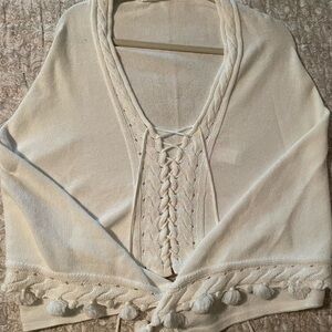 Lilly Pulitzer poncho - white with pom Pom trim
